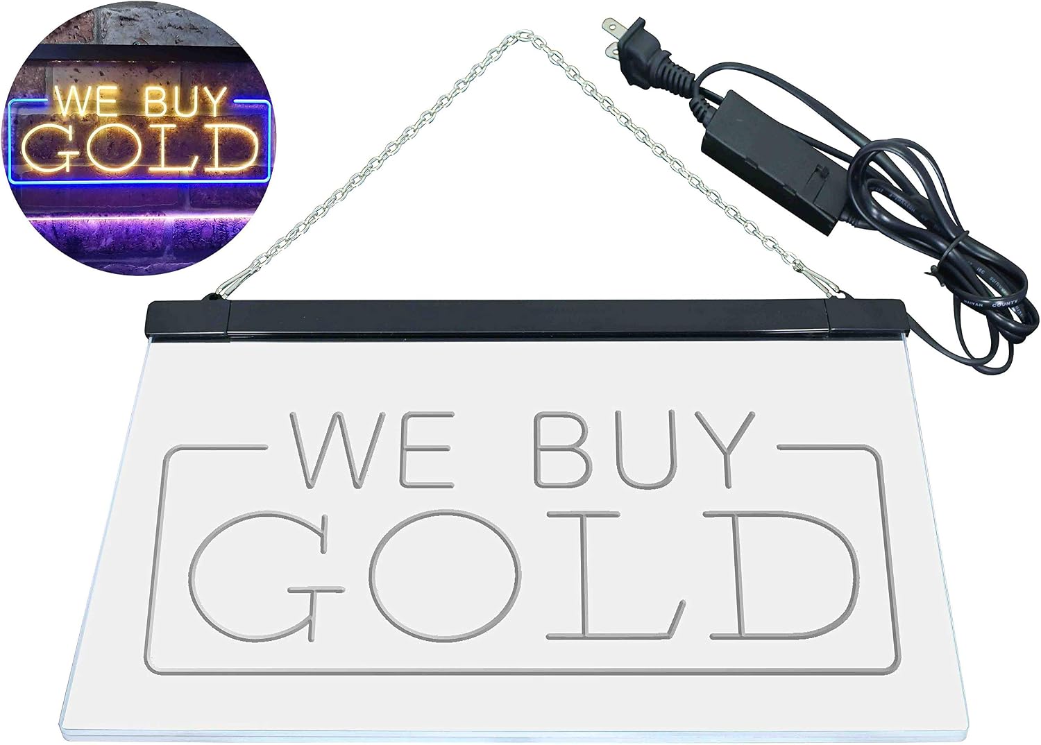 ADVPRO We Buy Gold Shop Dual Color LED Neon Sign Blue & Yellow 16" x 12" st6s43-i3509-by