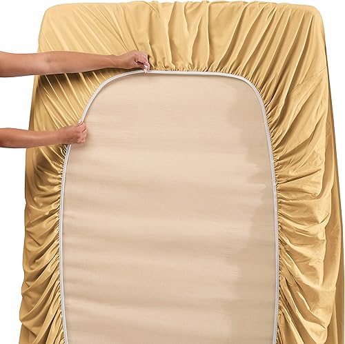 Miniatura 5 de Clara Clark Sábana bajera de bolsillo profundo tamaño Queen para colchones de hasta 21 pulgadas, sábana bajera súper suave tamaño Queen, resistente