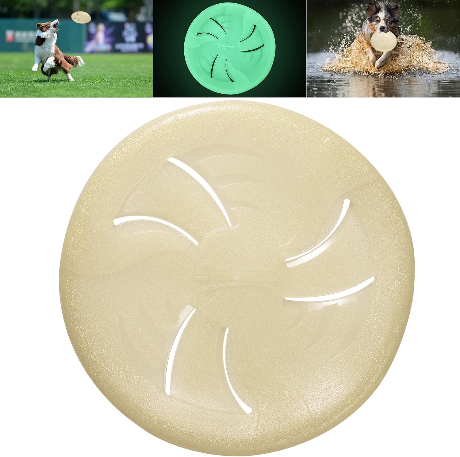 Indestructible Flying Discs, Soft Interactive Catch & Fetch Toys for Small & Medium Dogs, Floats in Water & Safe on Teeth, 7.48 Inch (Small, Yellow)