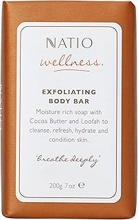 Natio Australia Wellness Exfoliating Body Bar 200g - Face and Body Exfoliating Bar, Skin Softening Body Scrub - Made in Au...