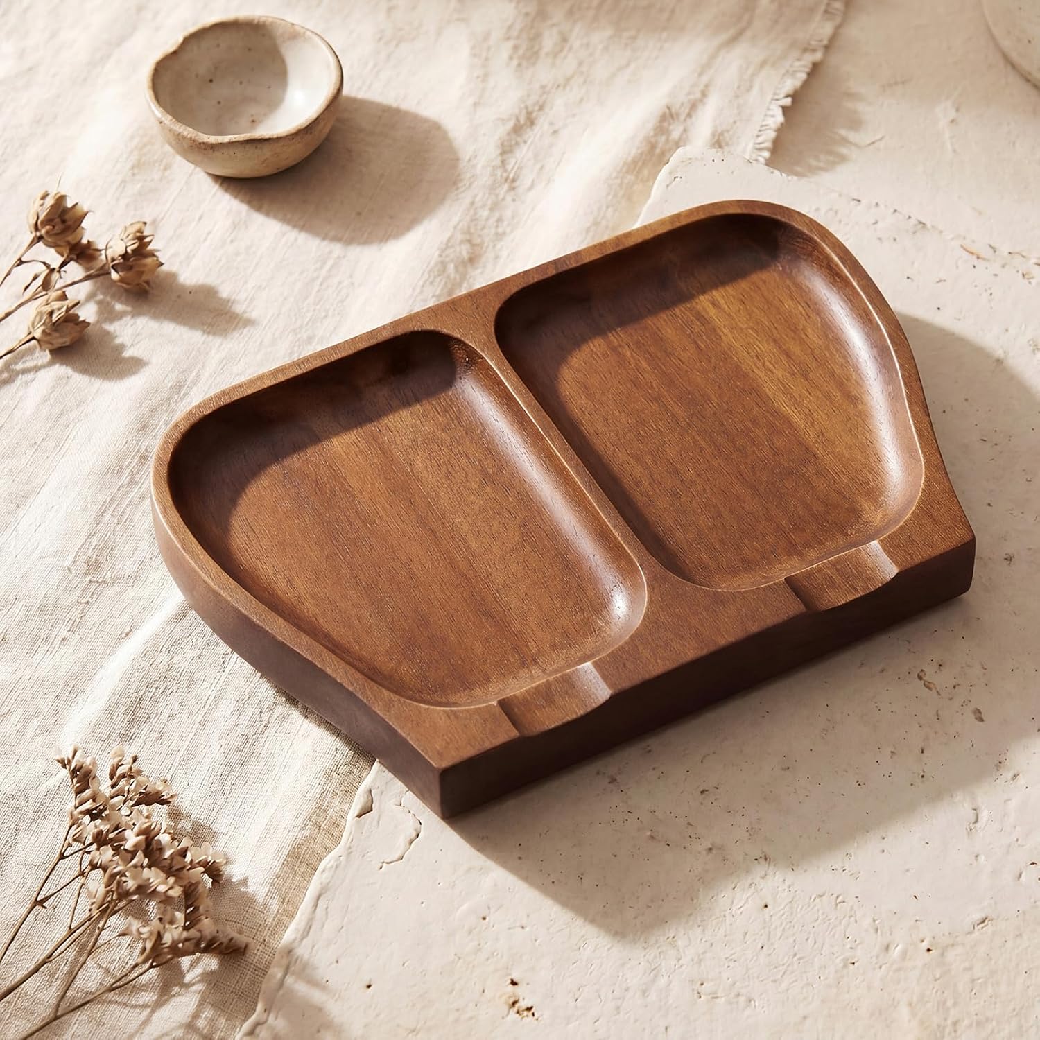 Domensi Large Acacia Wood Spoon Rest for Stove Top Utensils, 8.5 Inches