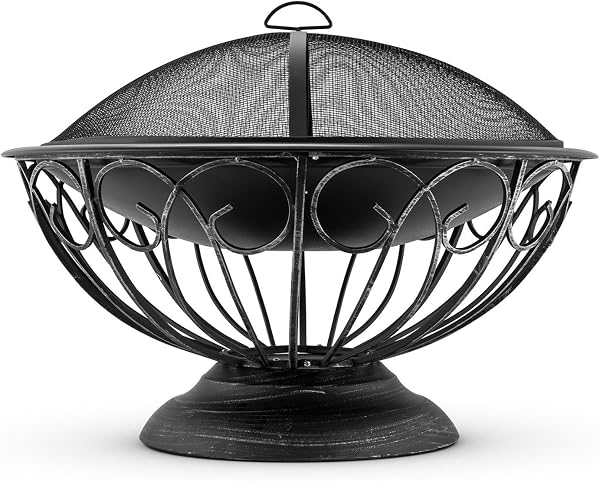 blumfeldt Brasero - Brasero de Jardin, Foyer Large de 75 cm de diamètre, Grille généreuse de 60 cm pour Le Barbecue, coupole en métal Bruni, sécurité grâce au Grillage en métal, Stil: Tulip, Noir - 2