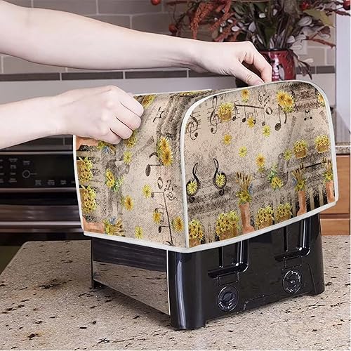 Miniatura 3 de Kathyboom Fundas decorativas para tostadora de notas musicales otoñales de 2 rebanadas para electrodomésticos de cocina pequeños, cubierta
