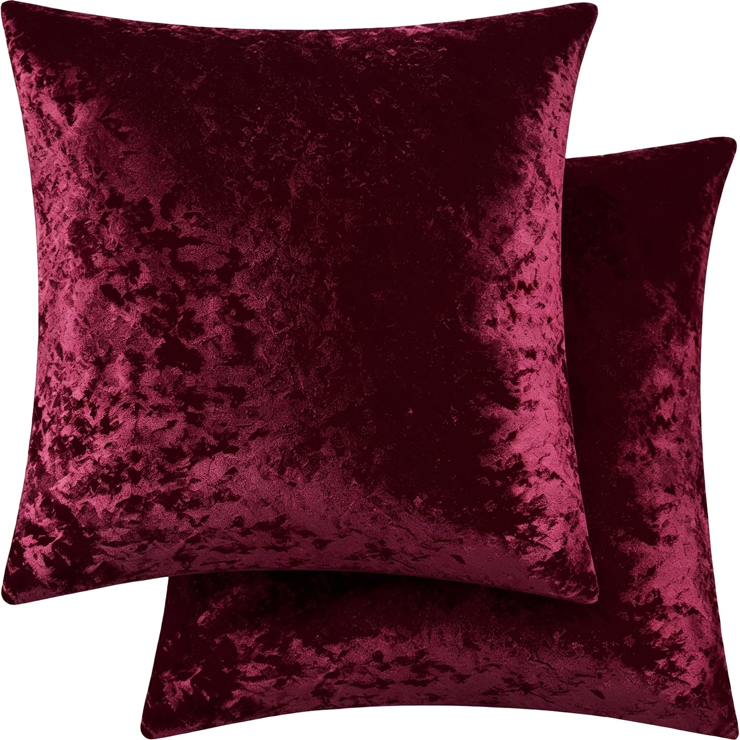 Bunliuys 2 Pack 18x18 Pillow Cover Velvet Pillow Covers, Throw Pillow Covers for Living Room Decorations Throw Pillow Case, Throw Pillow Cover Cushion Cover for Sofa Bedroom Car, Wine Red — image 1
