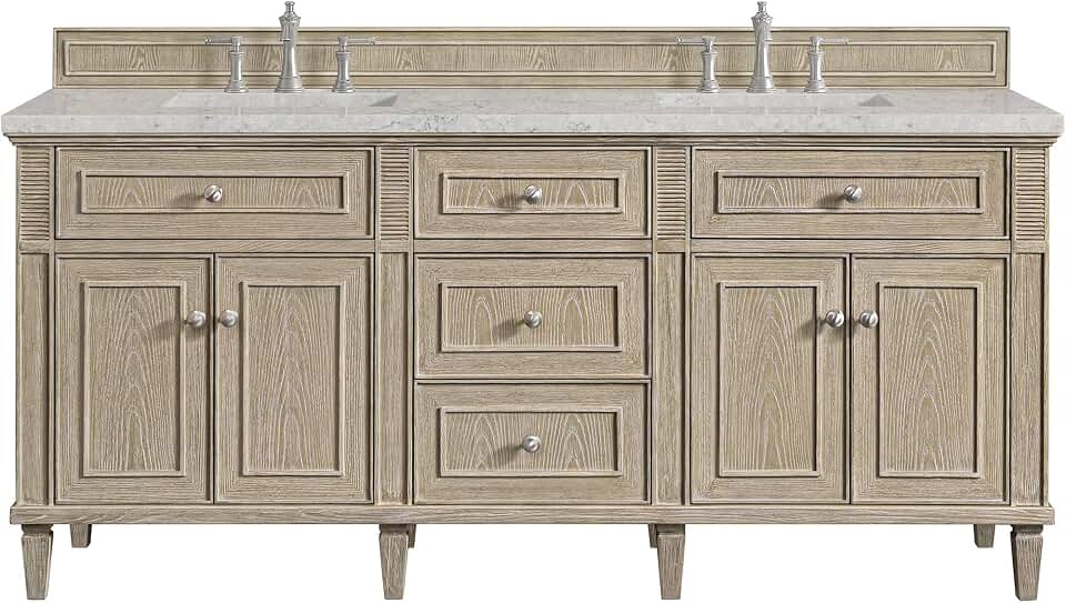 James Martin Vanities 72" Lorelai Vanity in Whitewashed Oak