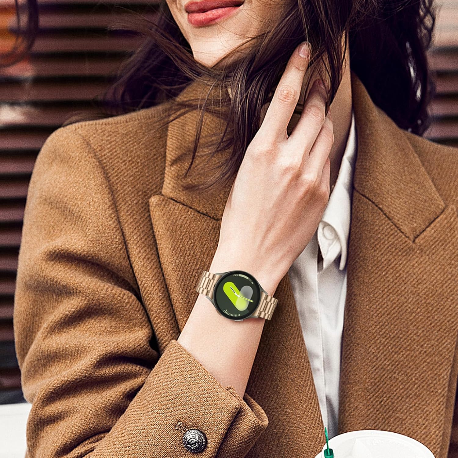 Metal Bands Compatible with Samsung Galaxy Watch 7 6 5 4 FE Band 44mm 40mm/Galaxy Watch 6 Classic 47mm 43mm/5 Pro 45mm, No Gap Stainless Steel Strap for Women and Men, Rose Gold - Image 6