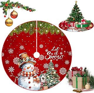 Shyllin Falda de Árbol de Navidad Roja, Grande Tapete de Felpa, Alfombra Cubre Pie para Año Nuevo y Fiestas