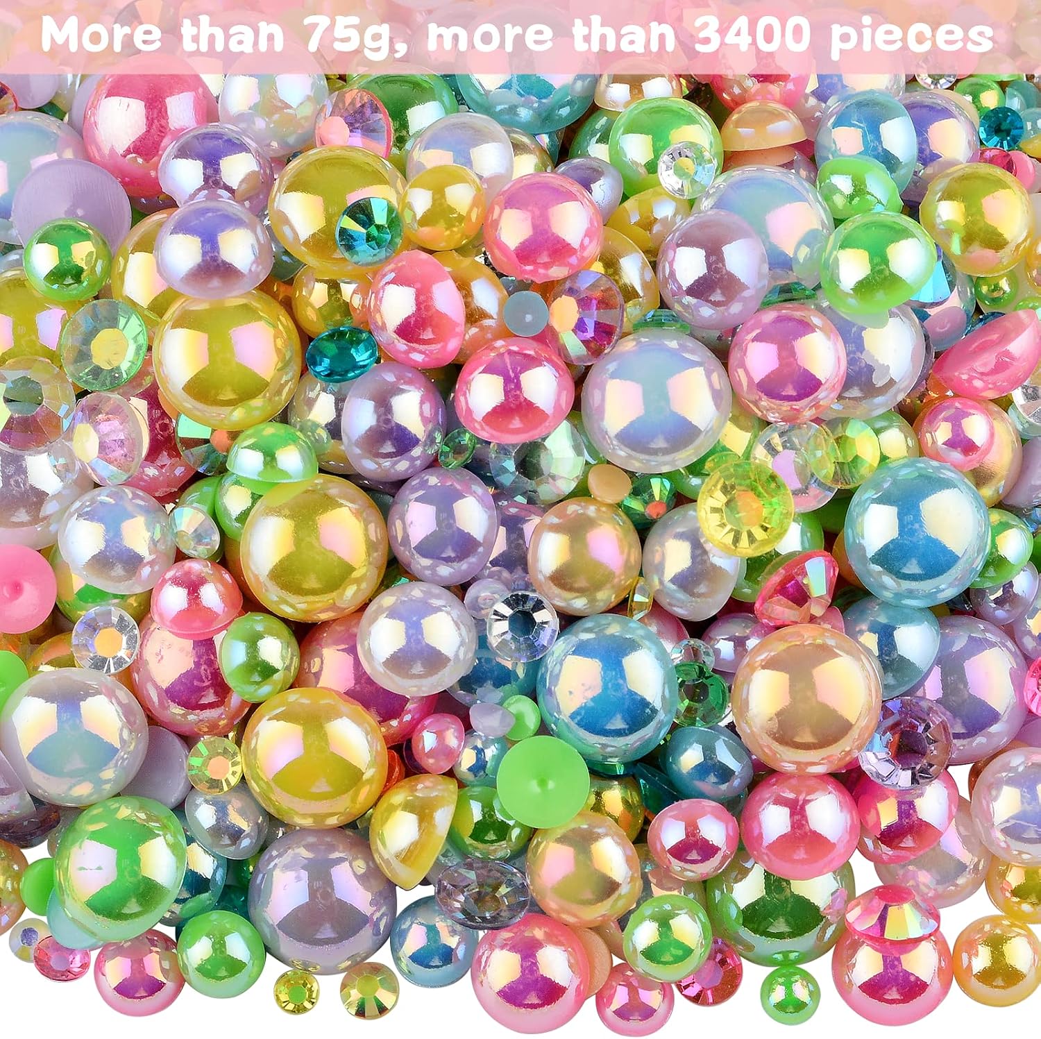 3900+ Pcs Rhinestones and Pearls Kit, 2-10mm Flatback Gems for Nail Art, Tumbler Decoration, DIY Crafts, 14 Colors Mixed DIY Supplies (Rainbow) image 2