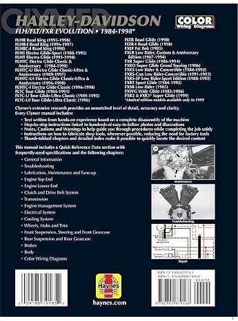 Harley-Davidson Road King, Electra, Tour Glide, Low Rider Motorcycle (1984-1998) Clymer Repair Manual