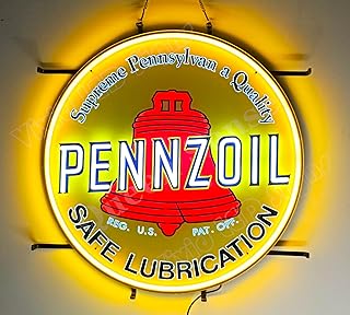 Queen Sense 24"x24" Gas Oil Station Gasoline Pennzoils LED Sign Light Neon Signs Lights Wall Party Decor Lamp With Dimmer A124PGSRVVD-XLED