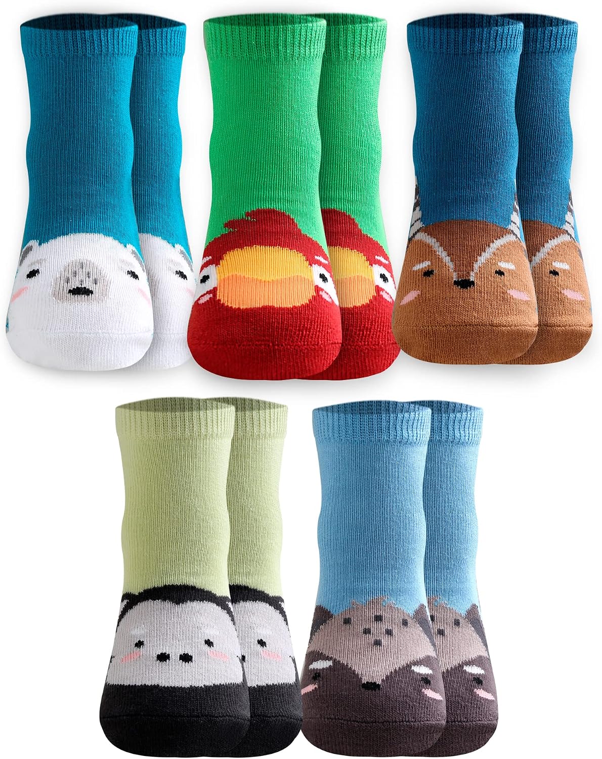 VAENAIT BABY Zoo Socks Toddler Kids Boys Girls Children's Casual Novelty Animal Crew Socks Multi Pack