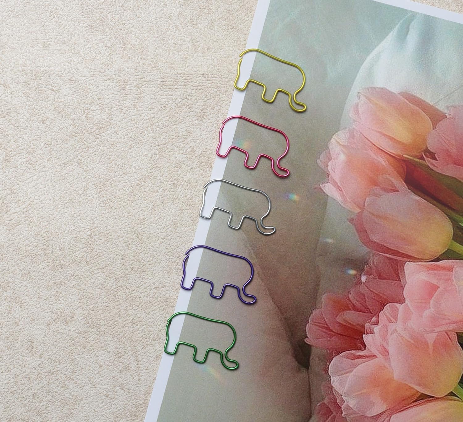 SOWAKA 30 Pcs Animal Paper Clips Metal Cute Assorted Color (Elephants) image 5