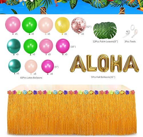 Miniatura 10 de Luau - Decoraciones para fiesta de cumpleaños, 323 piezas, suministros de fiesta hawaiana tropical Aloha para verano, playa, vacaciones, juego de
