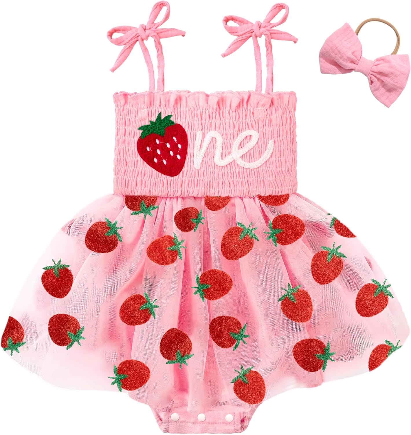 HONGTEYA Baby Girl 1st Birthday Outfit Girl First Birthday Clothes One Year Old Gifts Romper Tulle Summer Newborn Dress