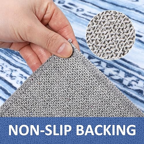 Miniatura 4 de Alfombra lavable para pasillo, alfombra de cocina de 2 x 6 pies, antideslizante, bohemia, geométrica, suave para pasillo, alfombra contemporánea de