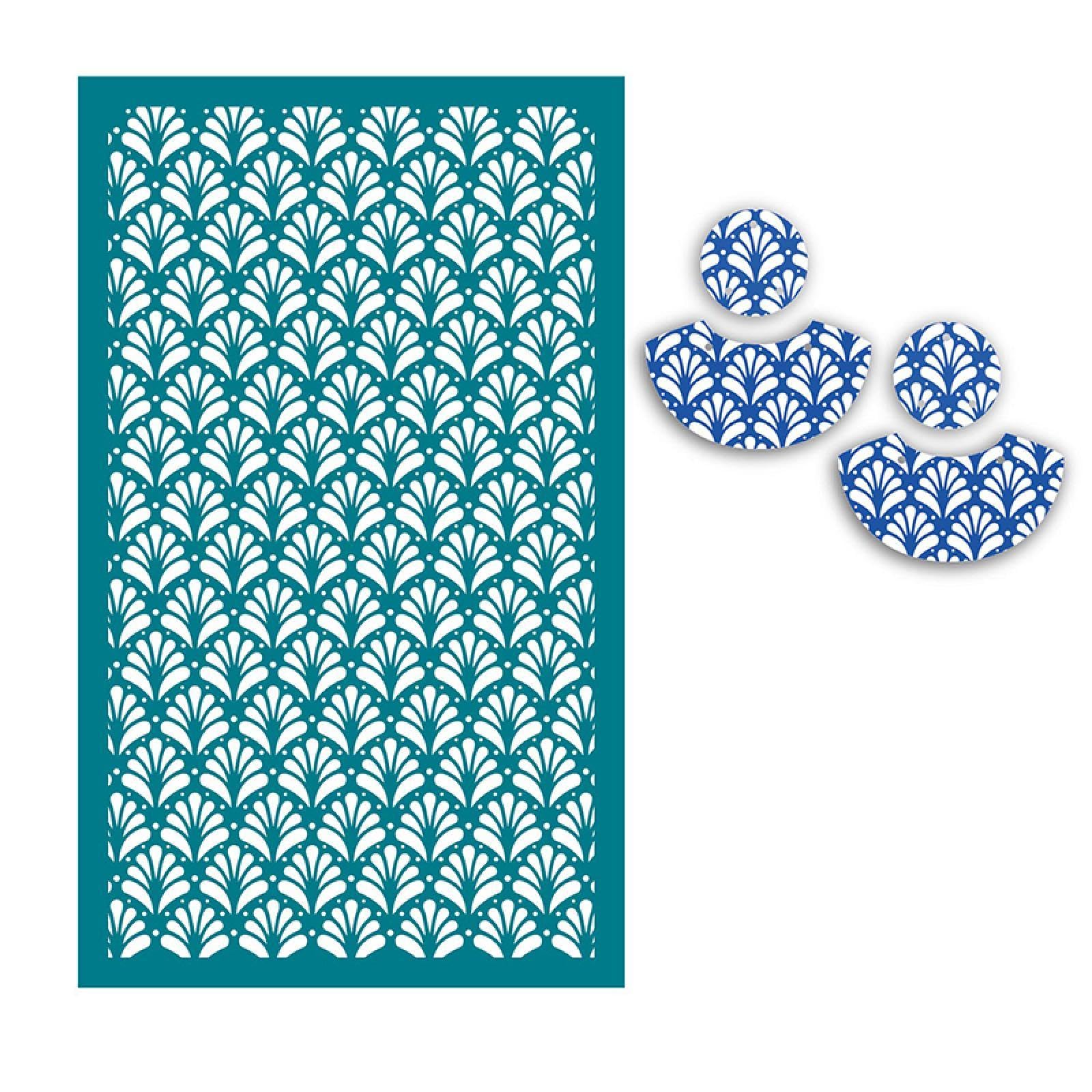 MANGOUSONG Screen Printing Kit,9x15cm Flower Leaves Silk Screen Stencils for Polymer Clay Palm Leaves Reusable Mesh Transfer Printing Earring Jewelry Making Style 15
