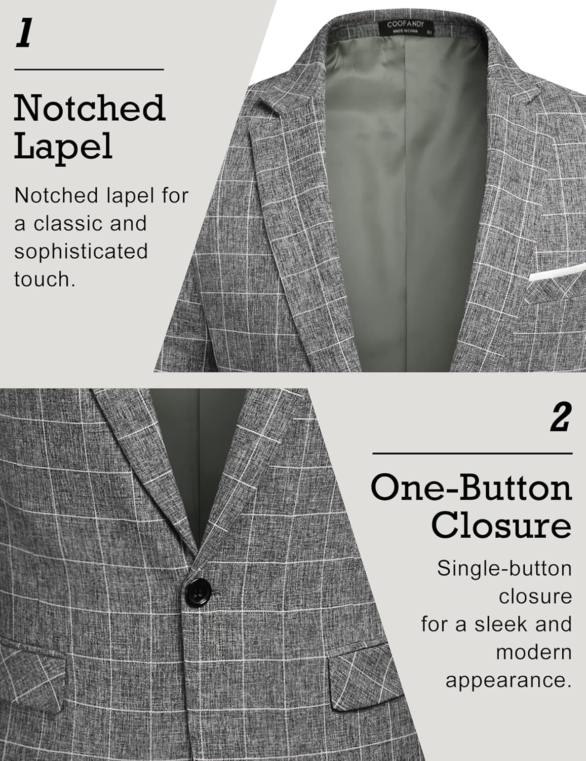 COOFANDY Men's Blazer Casual Sport Coats Slim Fit One Button Suit Jacket Lightweight Sports Jacket - Image 3