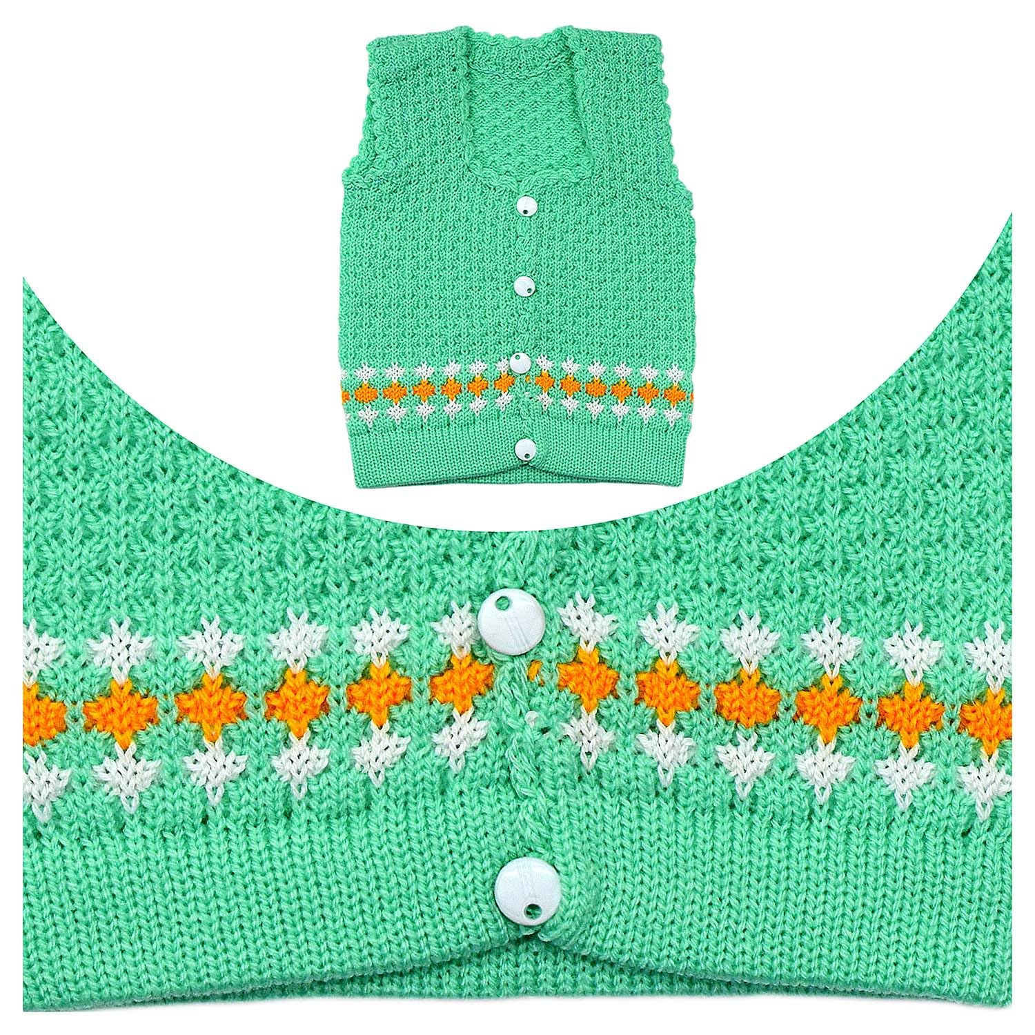 KIDSKA Baby's Newborn Baby Essential Sleveless Woollen Vest/Woolen Dress For New Born Baby/Babies Woolen Sweaters(Multicolor, 0 To 3 Months) - Pack Of 3 - Image 6 thumbnail