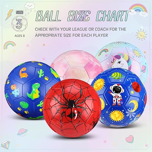 Miniatura 3 de HyDren Balón de fútbol para niños con inflador, tamaño oficial 3, lindo juguete de fútbol de dibujos animados para niños, suave, duradero, deportes