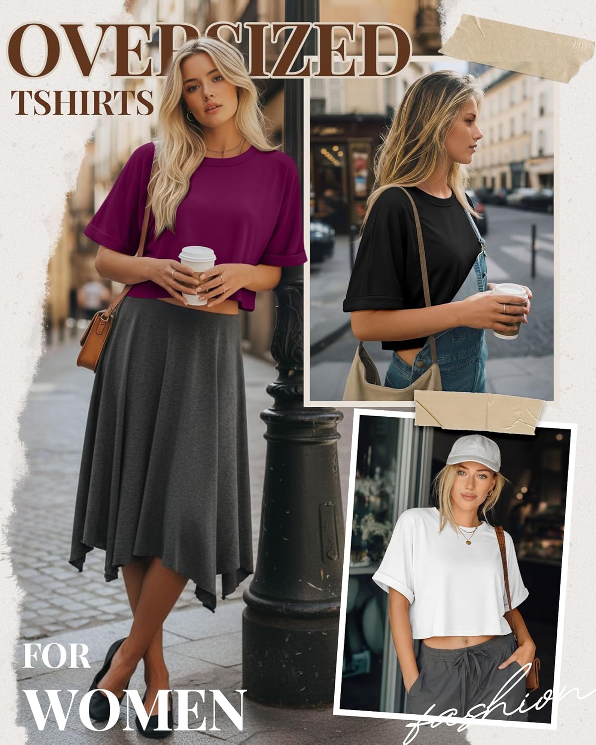 4 Pack Women's Crop Tops Oversized T Shirt Half Sleeve Summer Tees Casual Loose Fit Crew Neck Basic Shirts - Image 4