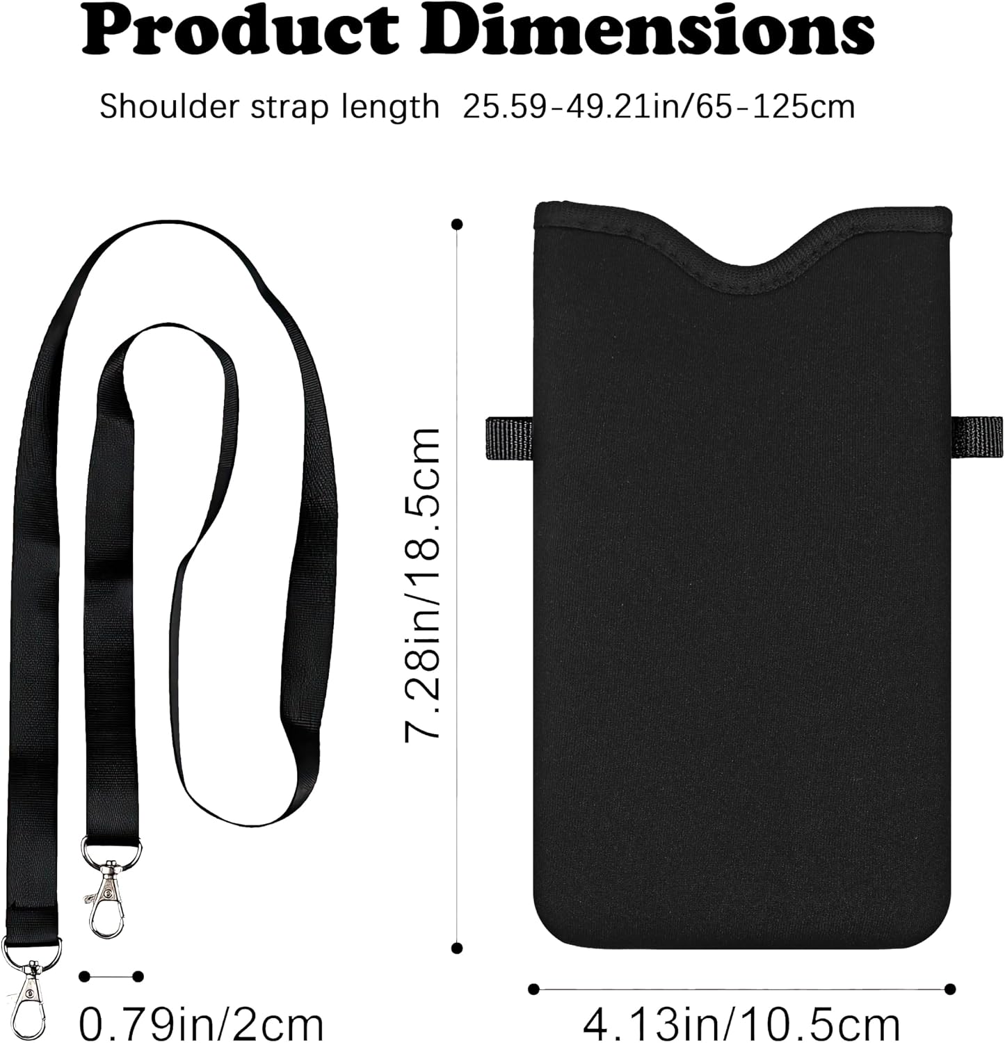 HAQuke Men Women Phone Sleeve Pouch Case Bag with Crossbody Strap/Neck Lanyard for iPhone 17/16/15 Pro Max, Air, 16/15 Plus, 16e; Black