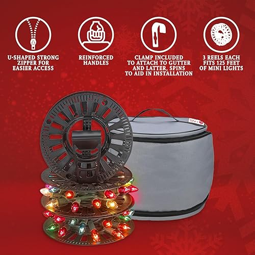 Miniatura 2 de Bolsa de Almacenamiento Premium para Luces de Navidad  Material 600D Resistente a Desgarros de Servicio Pesado con Asas Reforzadas  Incluye 3