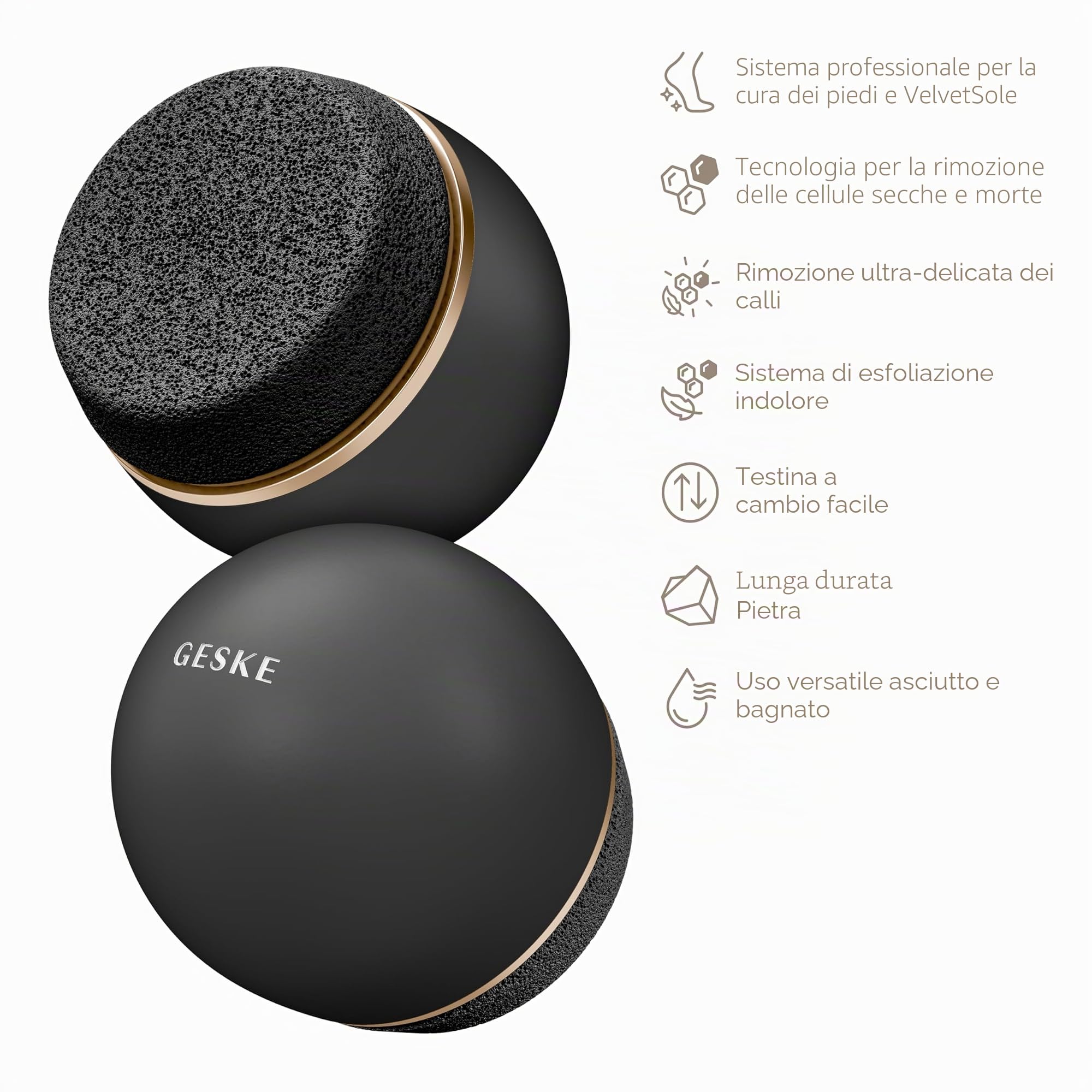 GESKE Pumice Stone Callus Remover | 7 in 1 | Lima per piedi con pietra pomice durevole e sostituibile | Per piedi lisci | Esfoliante avanzato e ammorbidente per la pelle