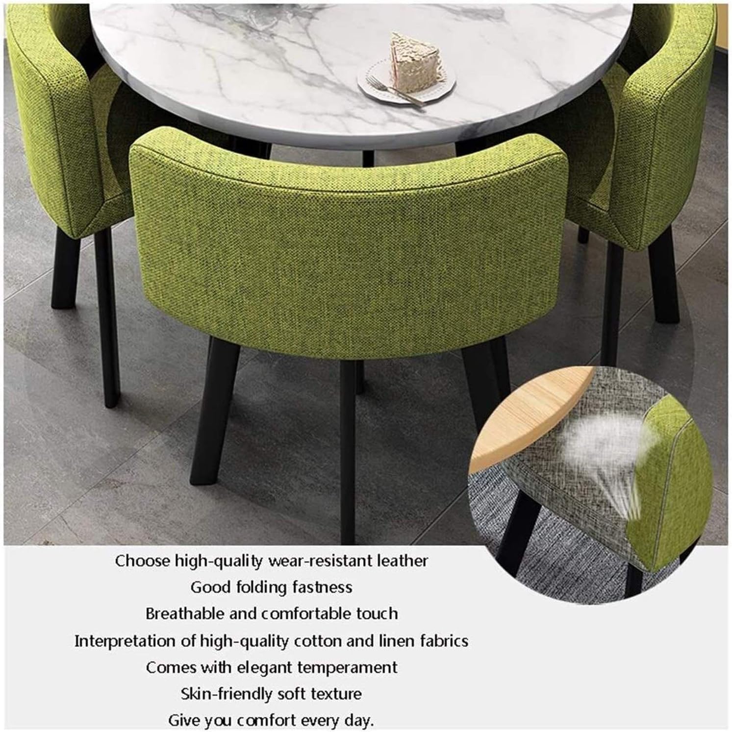 Coffee Table and Chair Combination Balcony Living Room Dining Table Marble Table and Chairs Table Four Chairs Office Reception Desk and Chair Set Meeting Room Round Ta (Yellow Square Table)