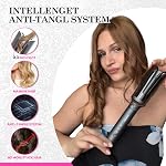 LA MAESII Automatic Rotating Curling Iron, 1 Inch Hair Curler with 3 Temps Fast Heating, 2-Way Rotating Curling Wand, Ceramic Coating, Ionic, Anti-Scald & Tangle, Dual Voltage Auto Shut-Off for Hair Styling (Gray)