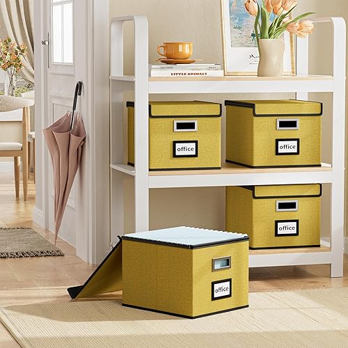 Vista 130 de Huolewa Caja organizadora de archivos con tapa, organizador de carpetas de archivos plegable para almacenamiento de documentos de oficina, caja