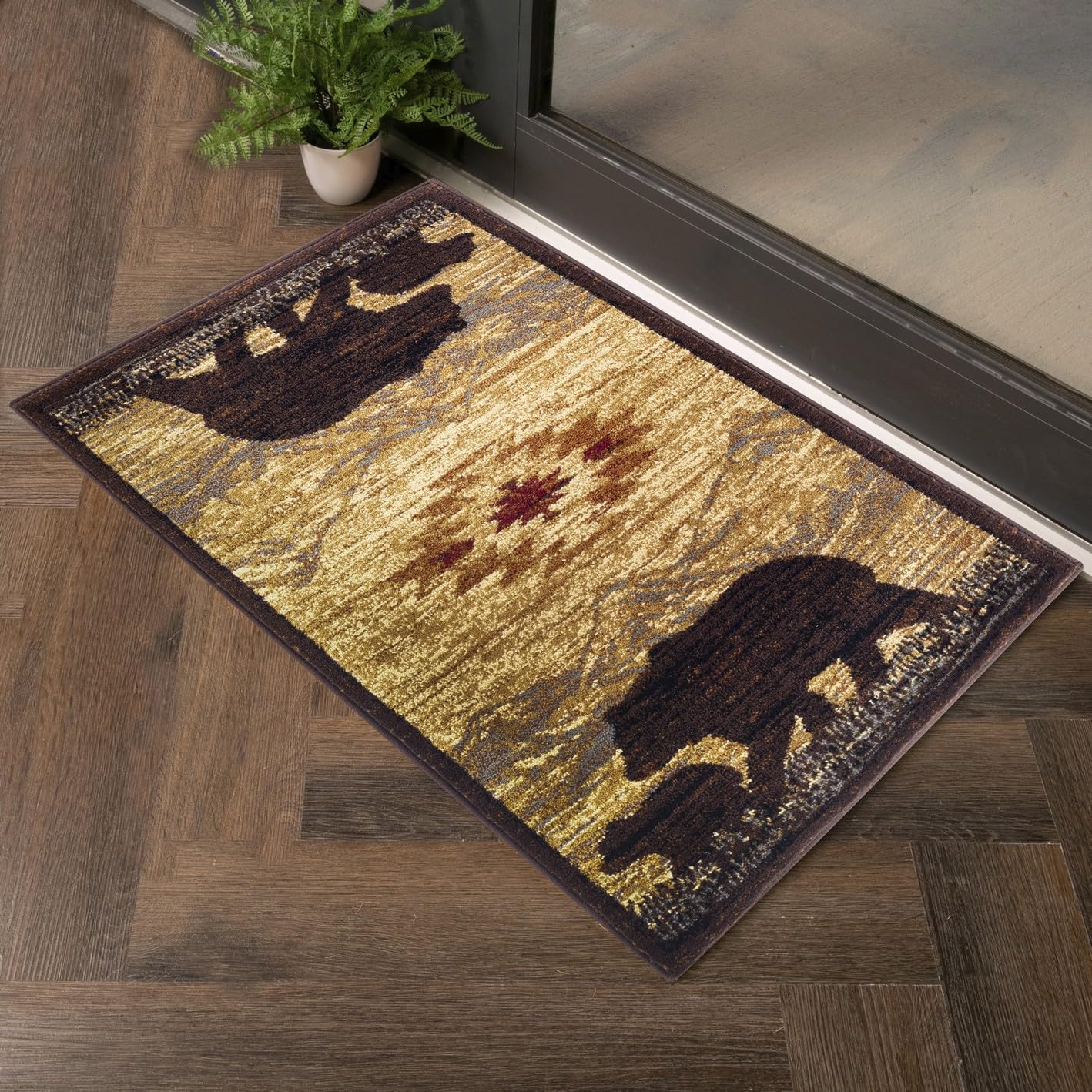 Cabin Life Area Rug, Southwest/Bears II Multi-Color, 2 ft. x 3 ft., LBC93006