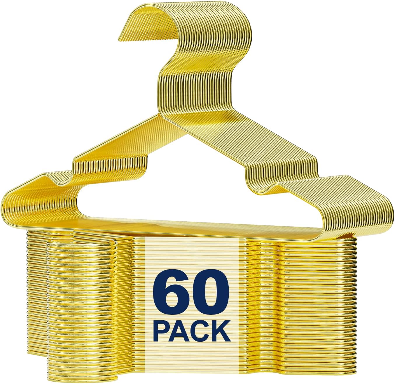 Gold Kids Hangers 12 Inch 60 Pack Strong Metal Wire Baby Clothes Hangers, Heavy Duty and Space Saving Infant Hangers for Toddler Chirldren Coats, Pants