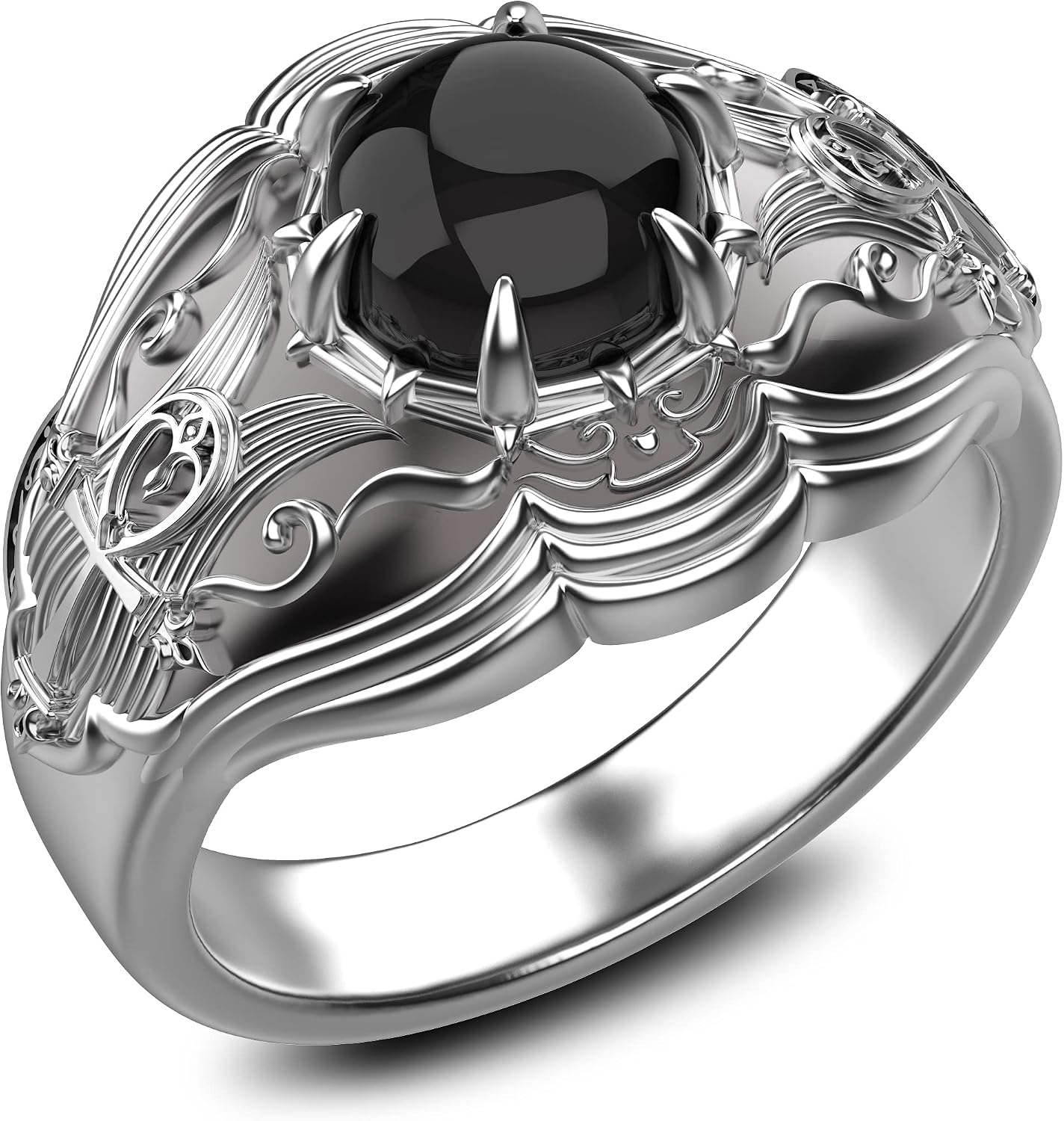Ankh Onyx Ring, Ancient Egyptian Cross Ankh Ring, Egyptian Ring, 925 Sterling Silver