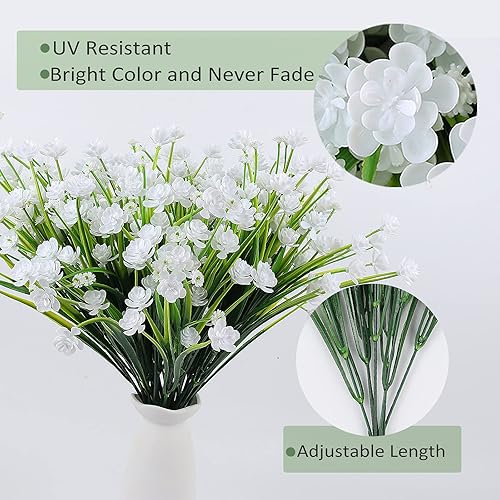 Miniatura 8 de RECUTMS Ivy - Guirnalda de vides falsas de imitación de vegetación, plantas colgantes y 12 racimos de flores artificiales anti-UV para exteriores,