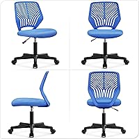 Vista 63 de Yaheetech Linda silla de escritorio para niños, silla de computadora pequeña sin brazos con soporte lumbar para adolescentes, respaldo bajo, Verde