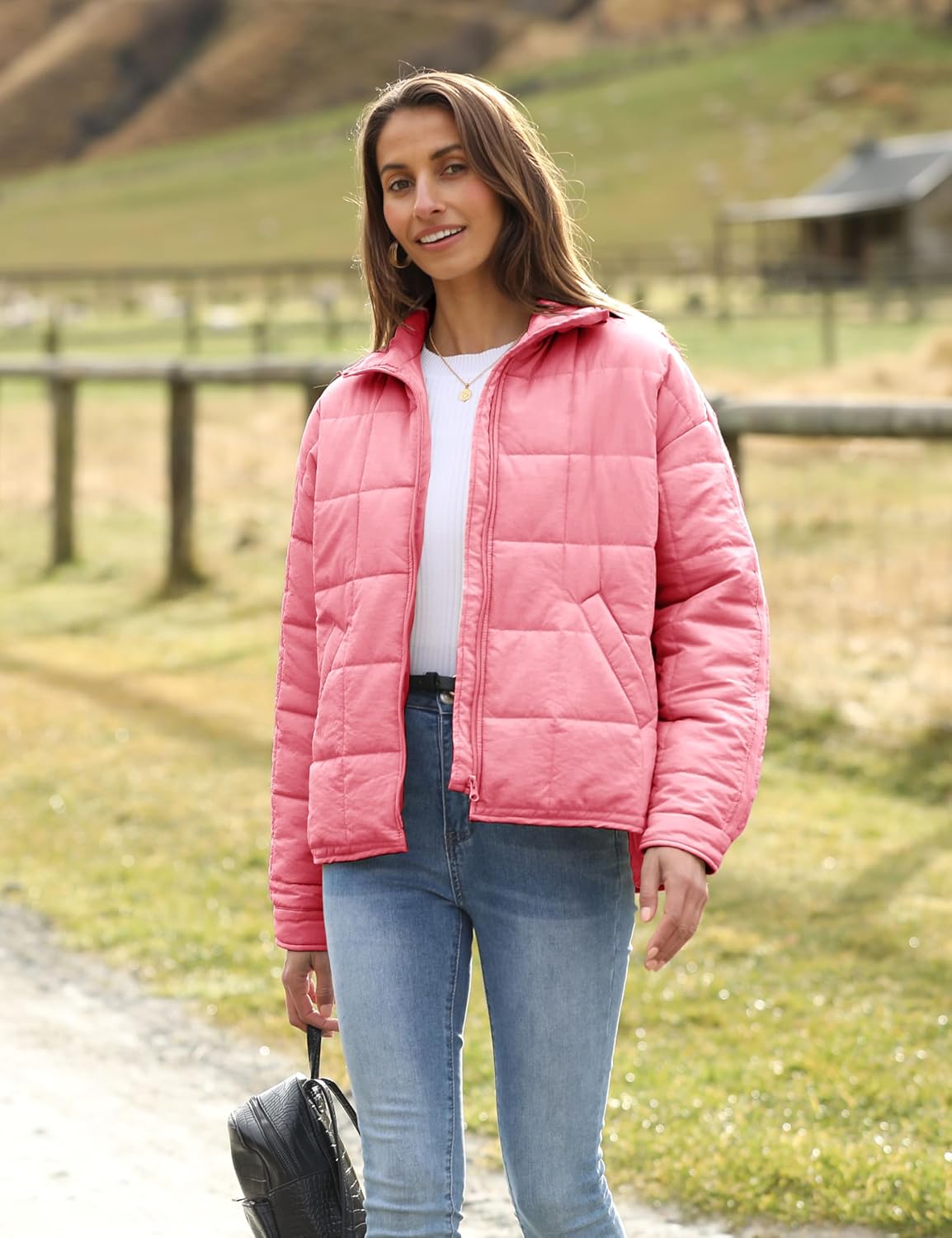 Xiaoxuemeng Womens Quilted Puffer Jacket Zip Up Lightweight Padded Coat Outwear with Pockets - Image 6