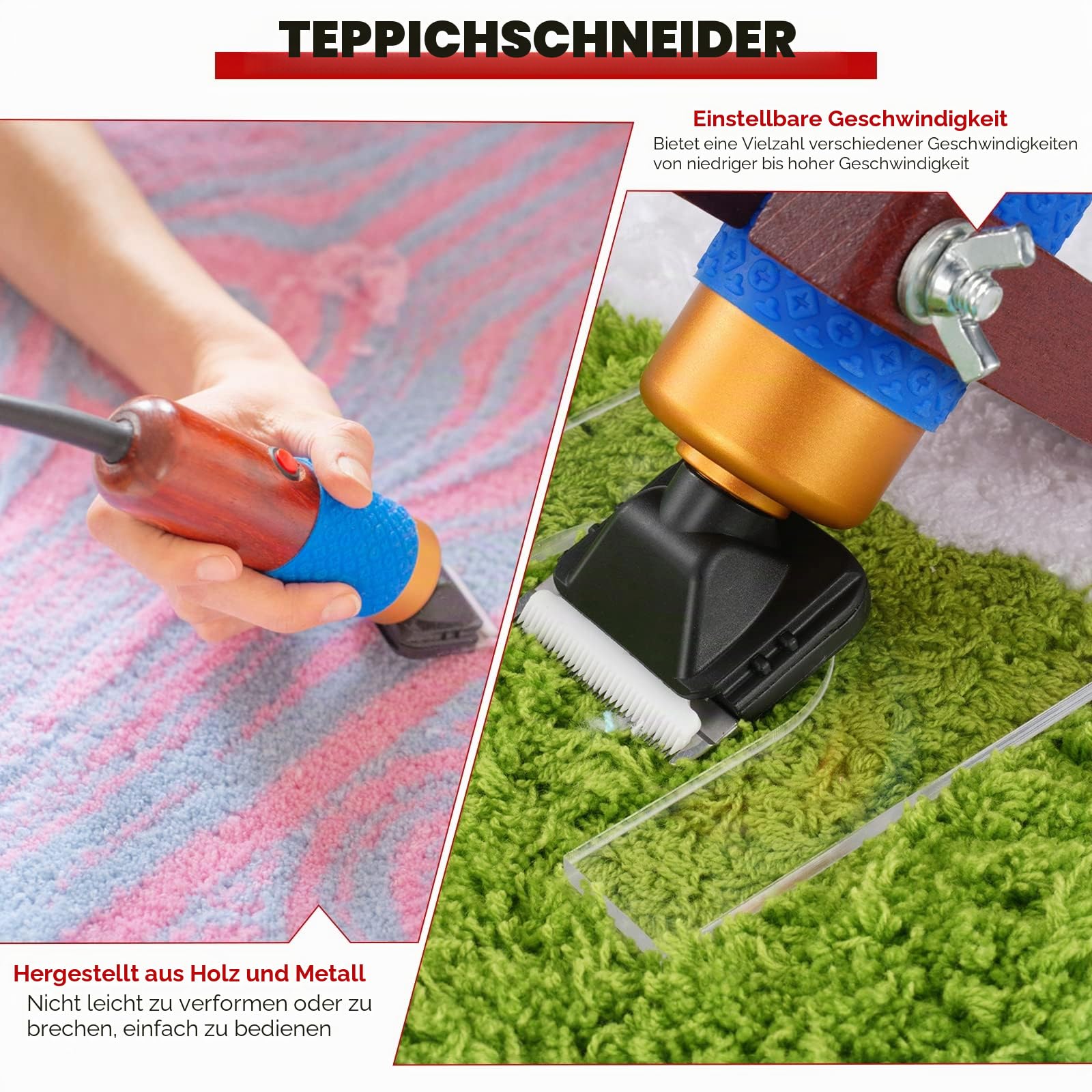 Teppich-Trimmer mit Scherführung,Elektrische Tufting-Schere,Tufting Carver Clippers, Teppichschnitzwerkzeug für handgefertigte Teppiche, saubere und getuftete Teppiche