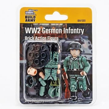 WWII Soldiers - Articulated Brick Action Figure - Building Block Midifigure - Compatible with Major Brands - Military History Collectible WW2 German Infantry Rifleman