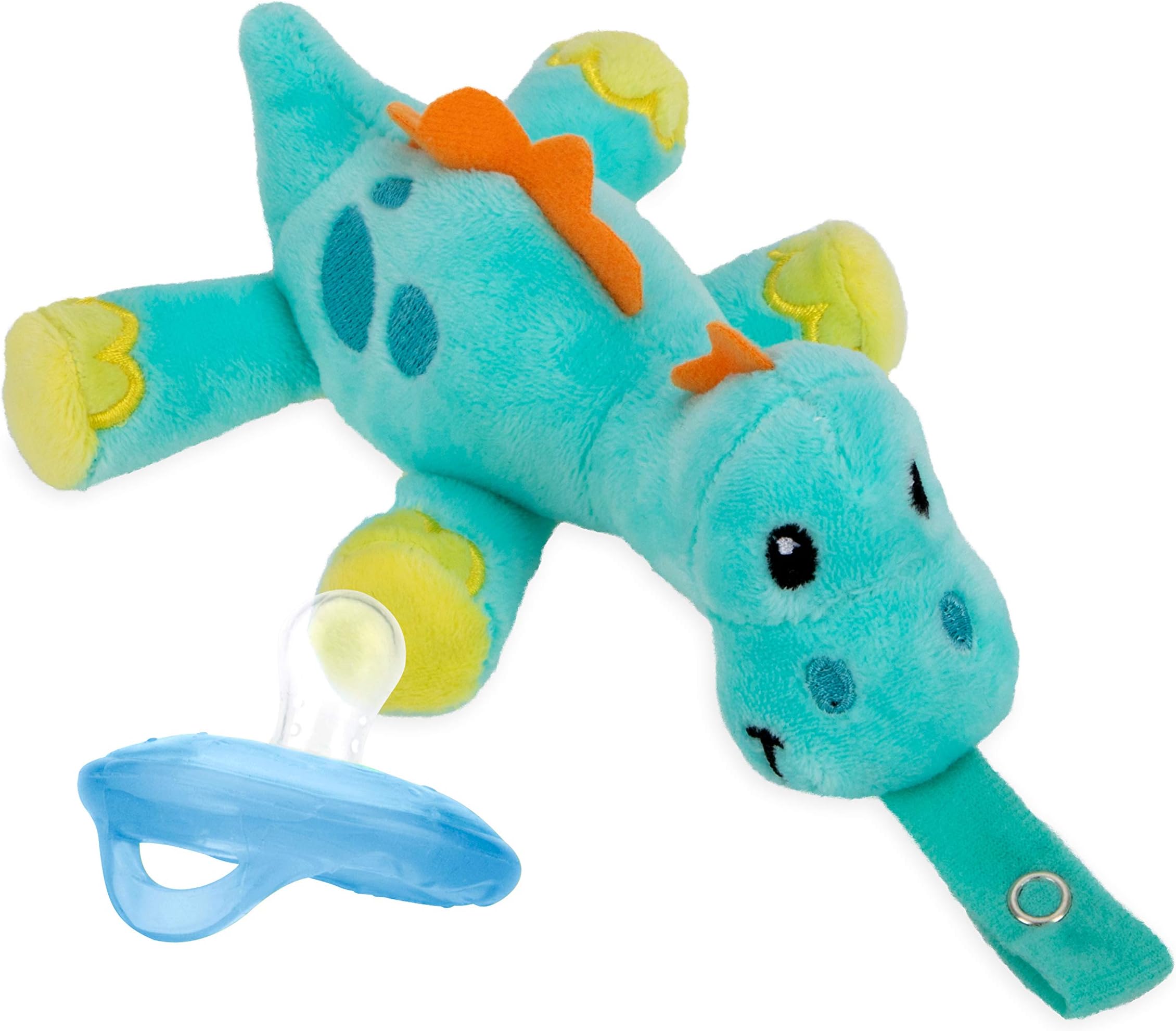 Calming Natural Flex Snuggleez Pacifier with Plush Combo Set for Cuddling with Comfort, Dino