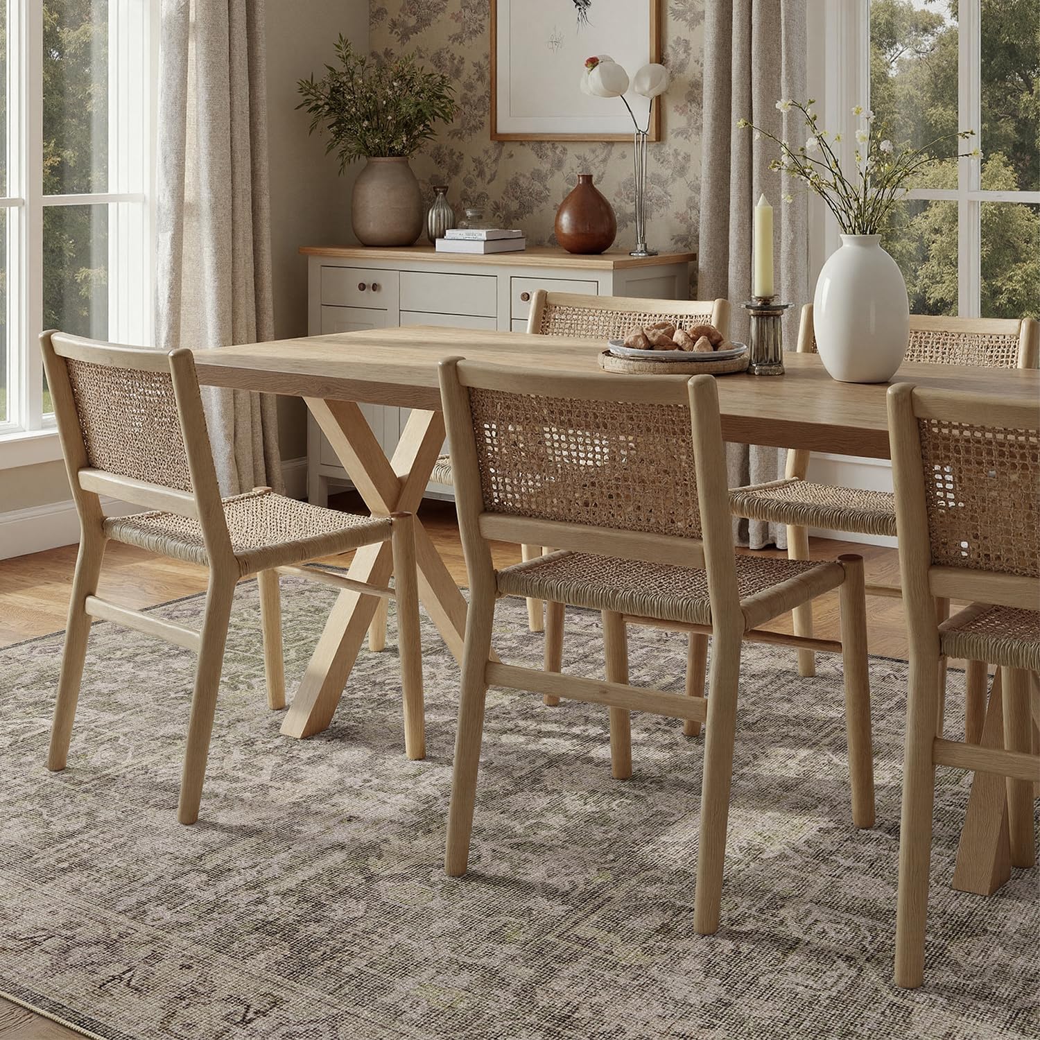 DCX Washable 6x9, Kid & Pet Friendly with Rubber Back Non Slip, Stain Resistant Vintage Rug for Living Room, Bedroom, Home Office, Soft Low Pile Large Farmhouse Distressed Carpet, Greige image 3