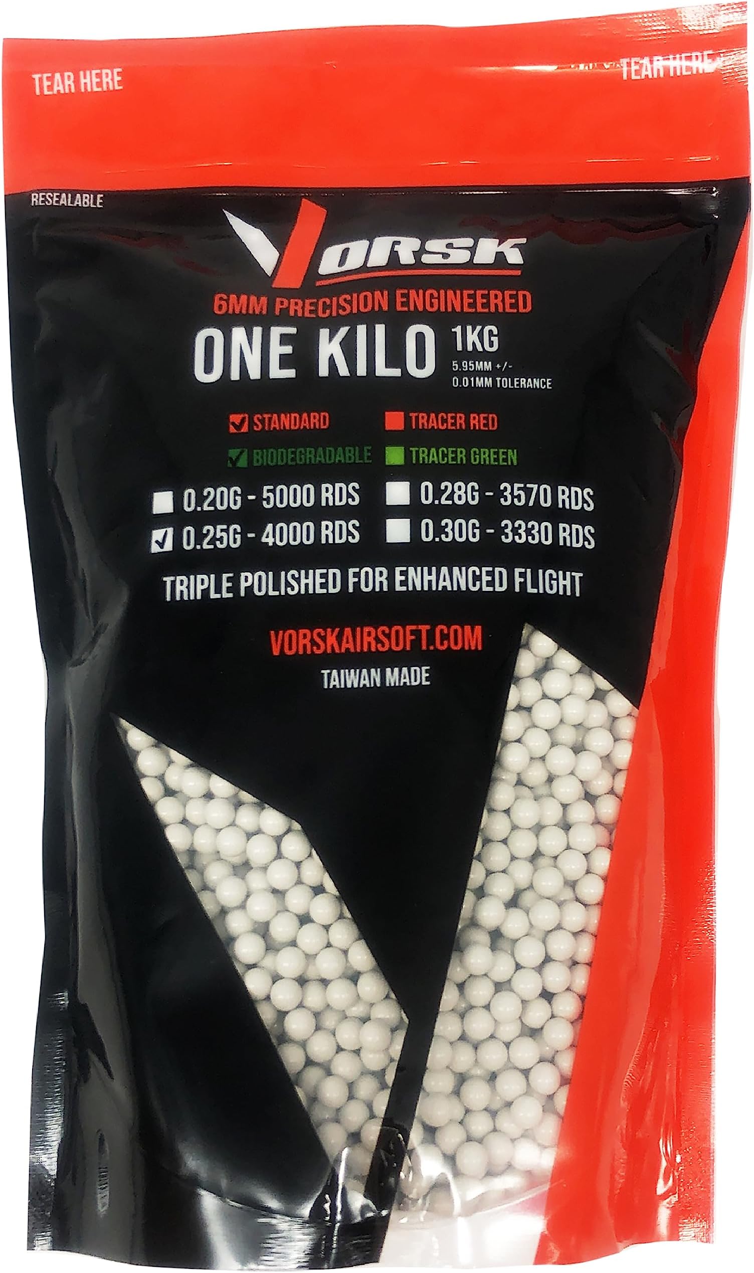 BBs - 0.25g - 1KG Bag - Biodegradable (approx 4000R), White