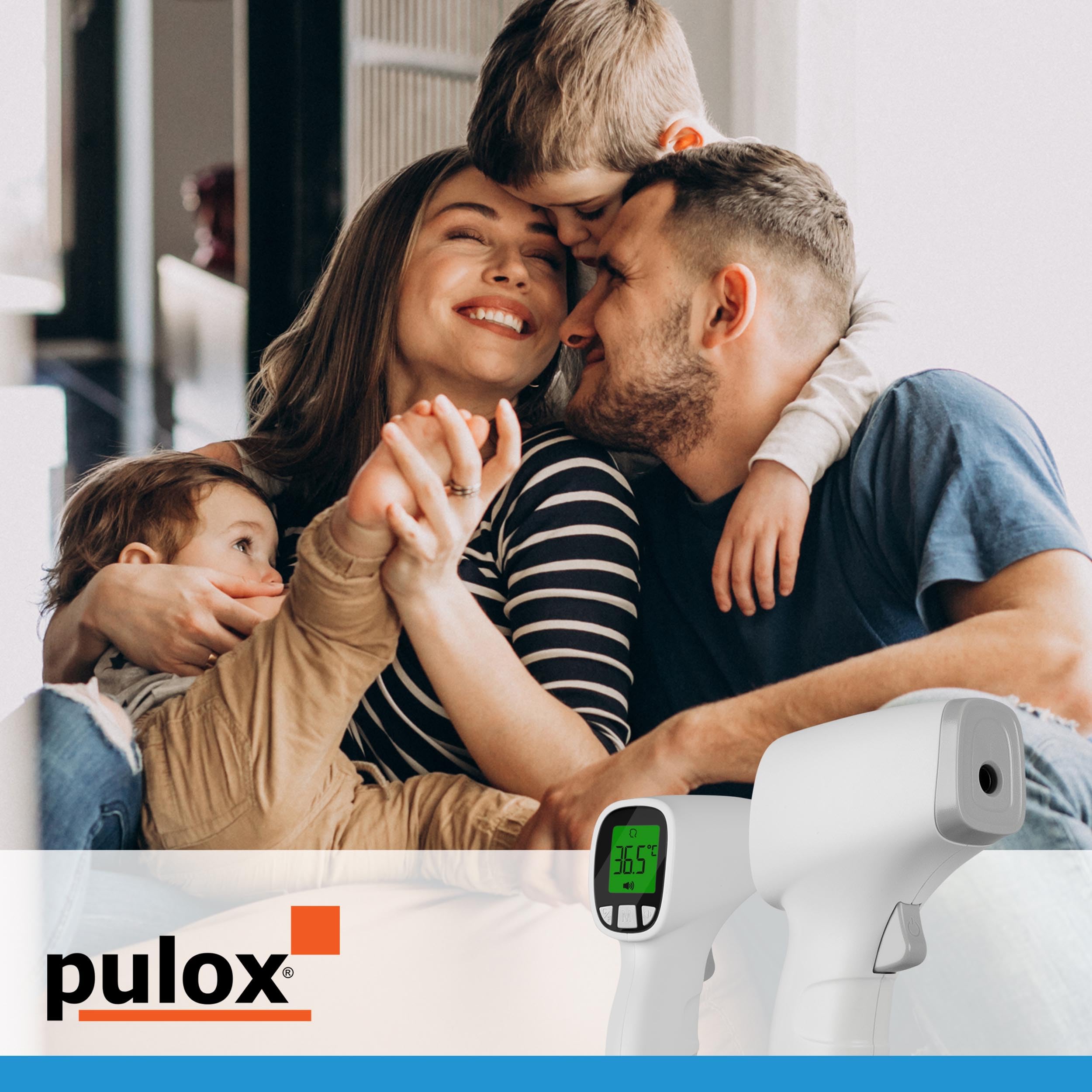 Pulox JPD-FR202 Termometro clinico a infrarossi da fronte e superficie per bambini e adulti - Display LCD, allarme febbre e richiamo memoria