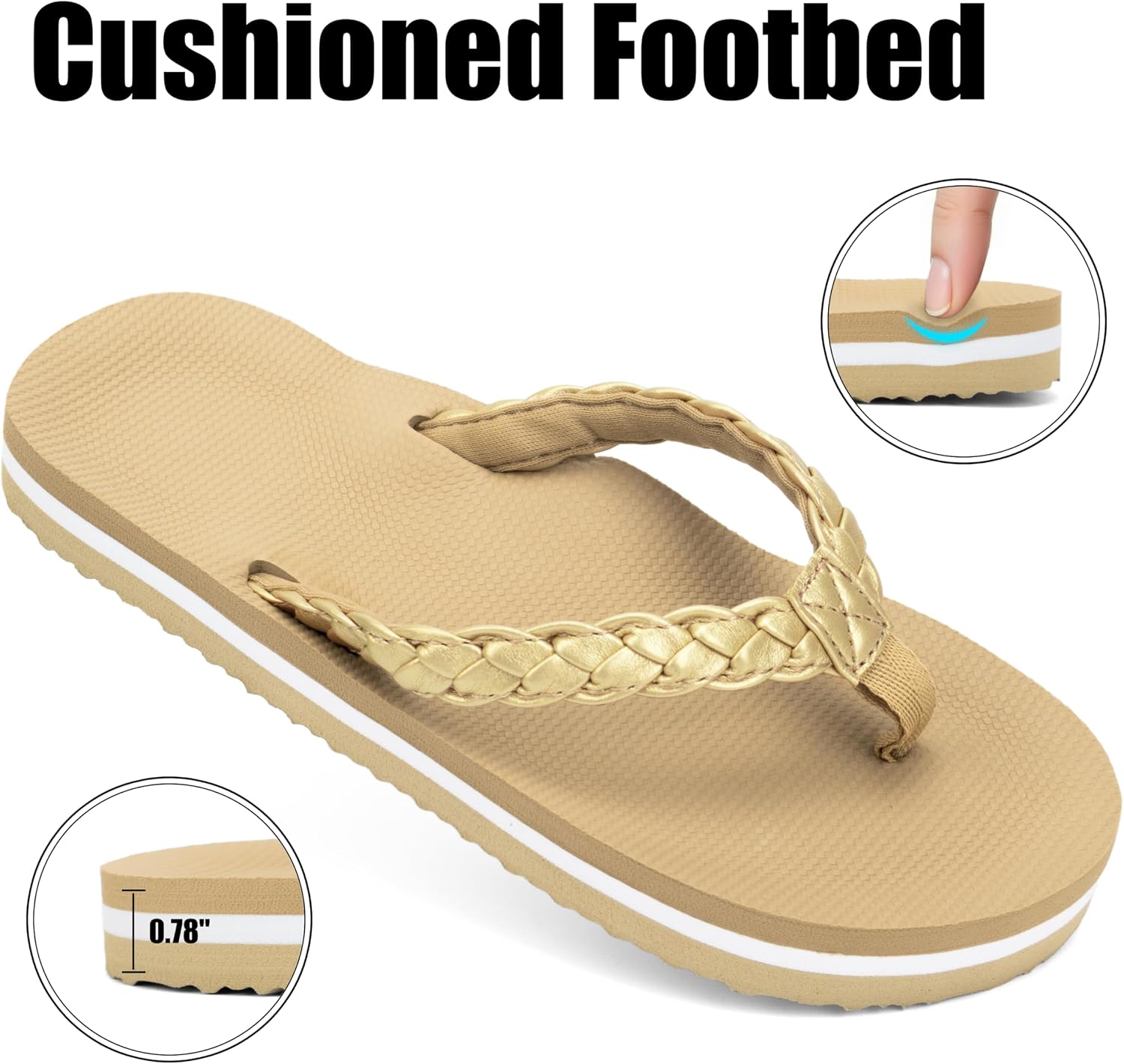 ChayChax Kids Boys Girls Flip Flops Quick Dry Beach Pool Shower Water Sandals with Comfortable Cushion Footbed(Little Kid/Big Kid)