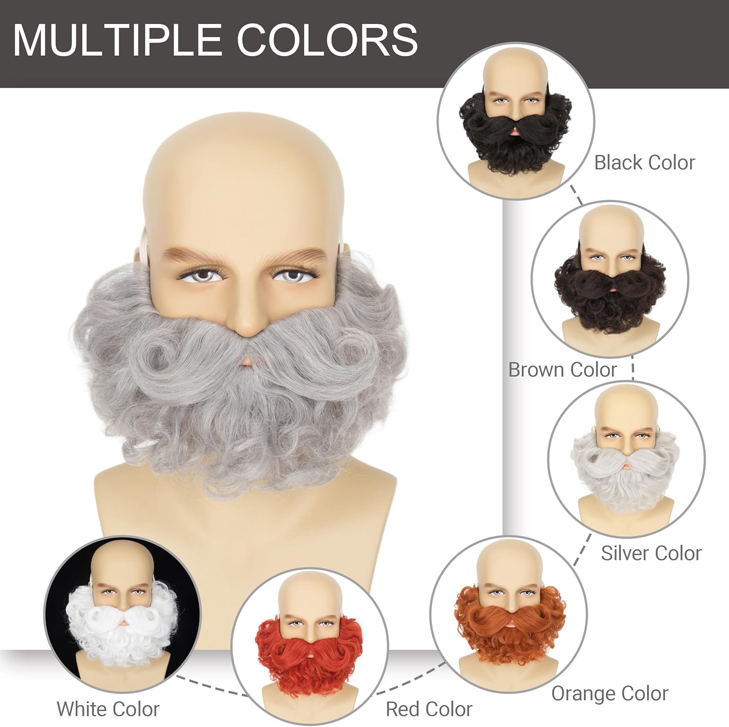 Yan Dream Short Curly Wizard Beard Men Full Fake Beard and Mustache Cosplay Costume Facial Hair - Image 5