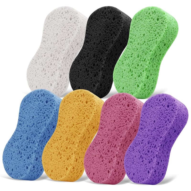Kit de Esponjas de Celulose Natural para Lavagem Automotiva 19,5 x 9,5 x 3,5 cm, Cores Sortidas, 7 unidades Spunspon