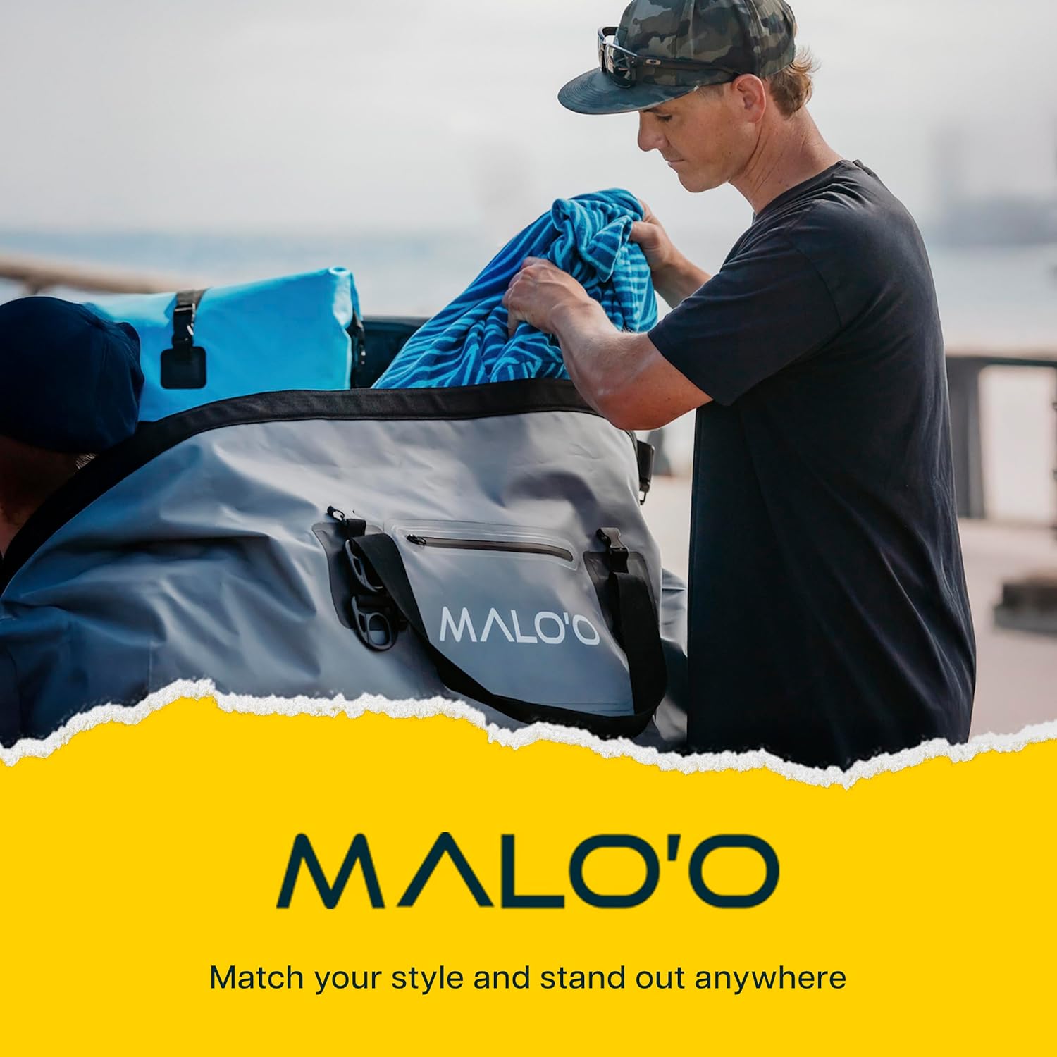 Malo’o Waterproof Dry Duffel, Heavy-Duty Roll Top Waterproof Gear Bag with Shoulder Strap & Molle Loops, Marine Duffel for Kayaking, Boating, Camping, Beach & Travel, Grey, 100L - Image 7