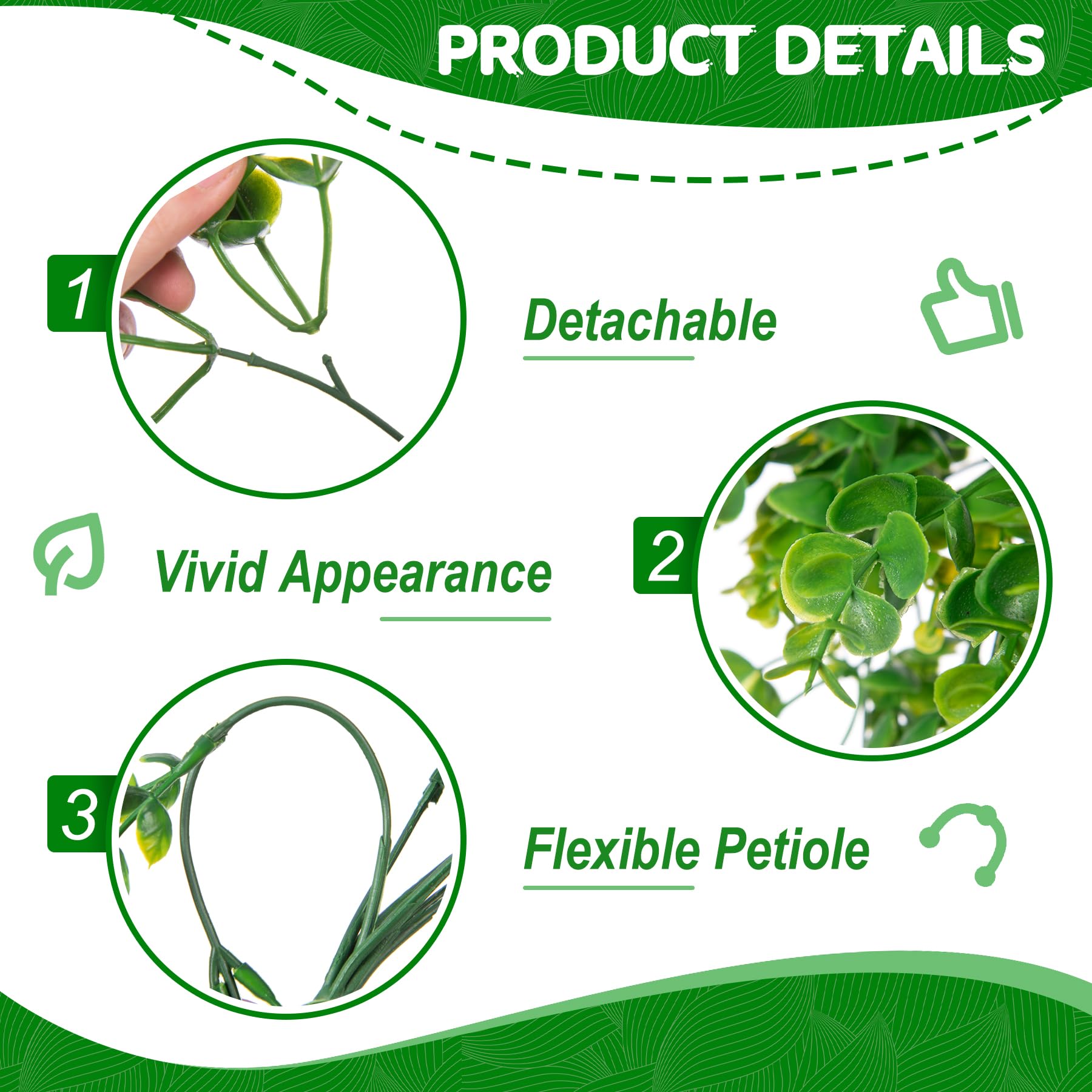 Hrobek Fake Hanging Plants, 2pcs 3ft Lifelike Artificial Eucalyptus Greenery for Spring Summer Decoration, Faux Vine Plant for Wall Shelf Home Office Patio Indoor Outdoor Decor