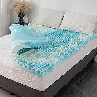 3 Inch 5-Zone Twin Memory Foam Mattress Topper, Gel Infused Foam Mattress Topper for Pressure Relief, CertiPUR-US Certified Twin Bed Topper,Blue, 38"×75"