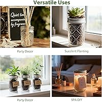 Vista 6 de Tarros Mason de 16 onzas con tapas, paquete de 6 tarros de vidrio de boca ancha, tarros de vidrio vintage con tapas de metal para conservas