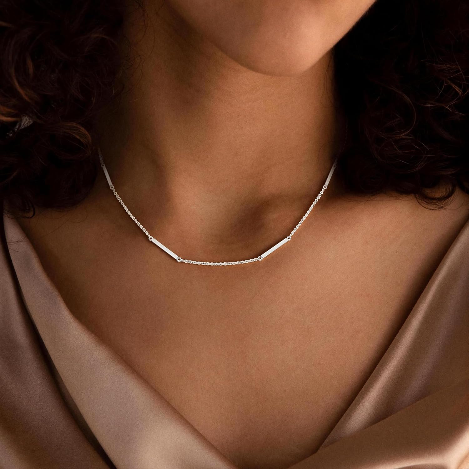 Dainty Gold Silver Necklace for Women Non Tarnish, 14K Gold Plated Chain Simple Necklace, Elegant Minimalist Jewelry for Everyday Wear - Image 4